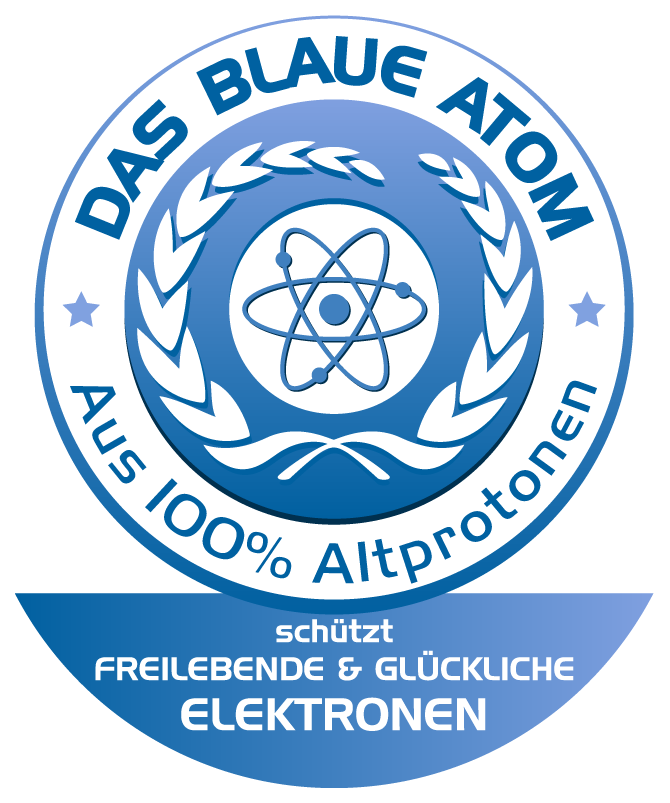 Im Zeichen des Blauen Atoms: Diese Webseite besteht zu 100% aus Altprotonen — und schützt freilebende & glückliche Elektronen.