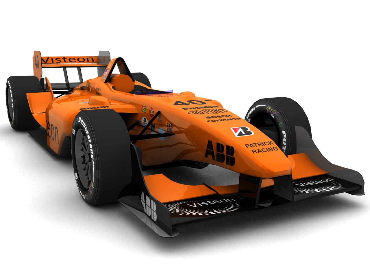 2001 Patrick Racing, #40, Jimmy Vasser, Panoz Elan DP01, Cosworth XFE, Bridgestone Potenza, Visteon (Blick von vorn, rechts)