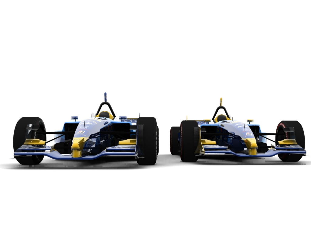 2005 Newman/Haas Racing, Beide Centrix Lola-Cosworth (Blick von vorn, bodennah)