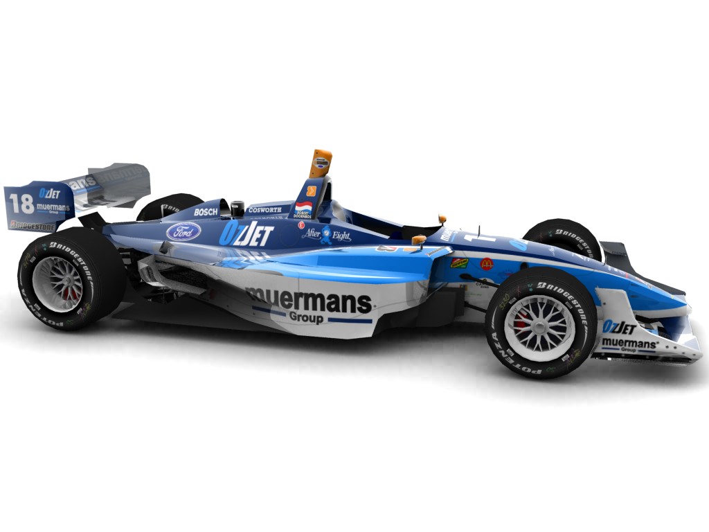 2006 Minardi Team USA, #18, Robert Doornbos, Lola LT B03/00, Ford-Cosworth XFE, Bridgestone Potenza, Muermans Group (Blick seitlich, rechts)