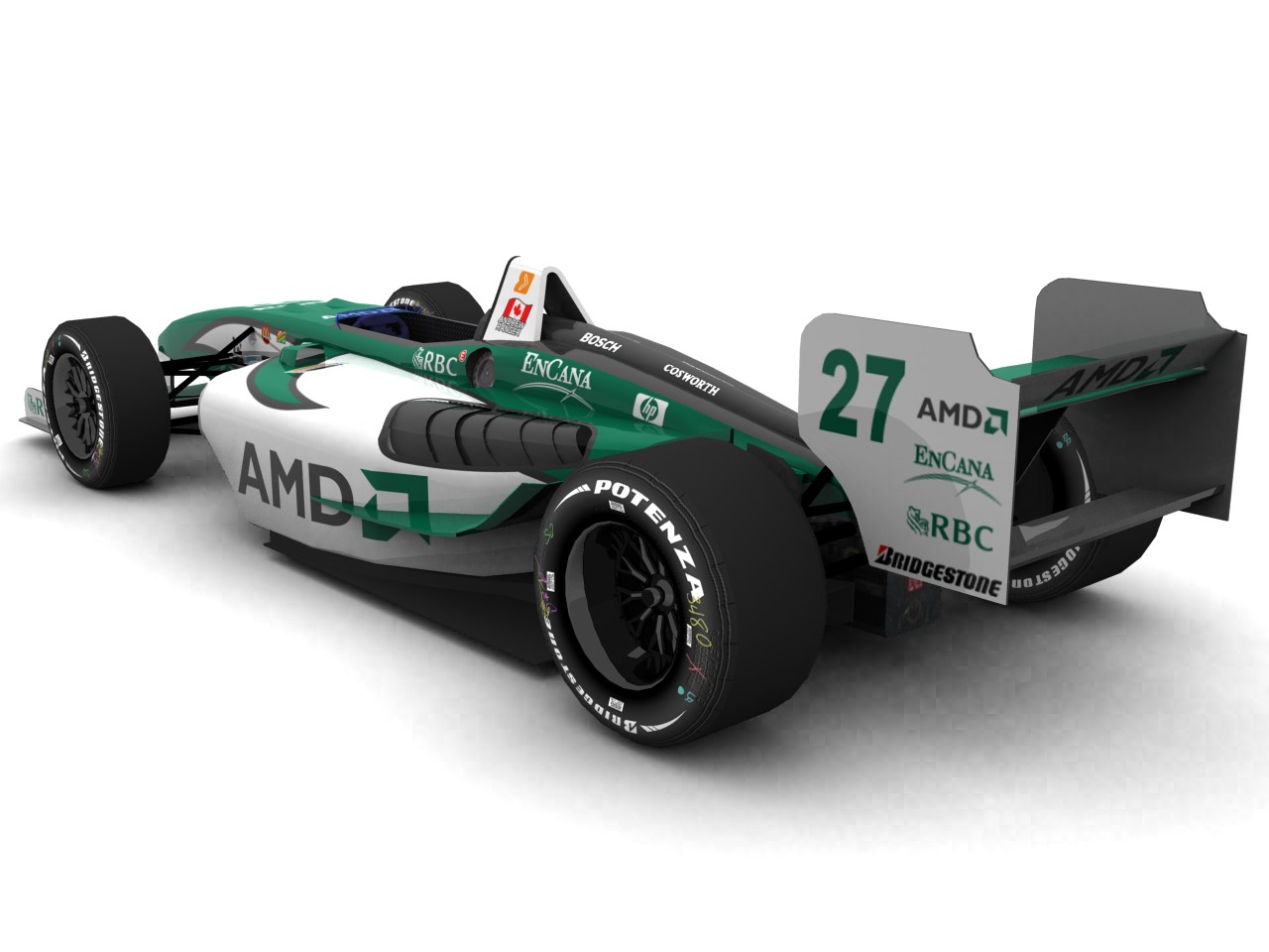 2007 Conquest Racing, #27, Andrew Ranger, Panoz Elan DP01, Cosworth XFE, Bridgestone Potenza, Advanced Micro Devices (AMD) (Blick von hinten, links)