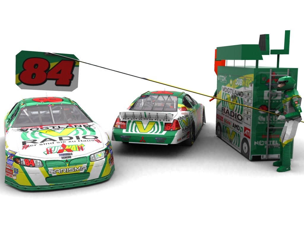 2007 Stannigel Vogtland Racing, #884, Alexander Stannigel, Mitsubishi Carisma I, Goodyear Eagle, Vogtlandradio/Subway (Blick auf Heck sowie Front & Pitcrew)