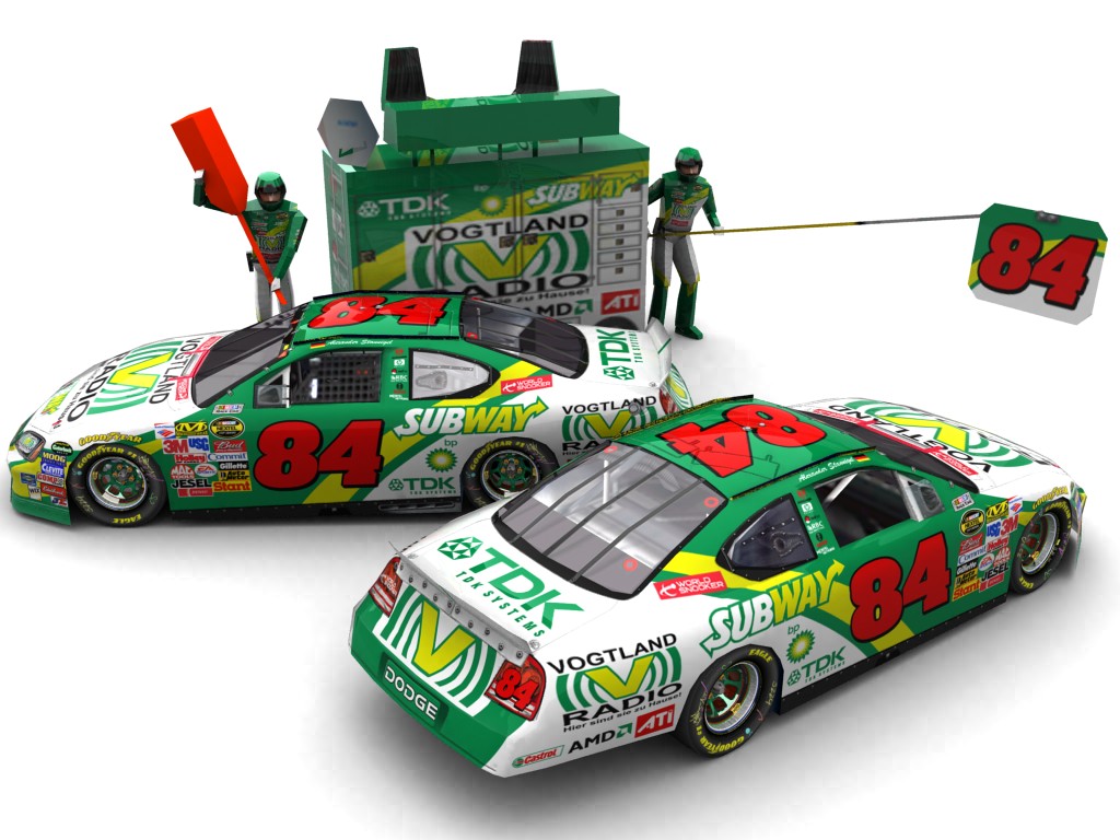 2007 Stannigel Vogtland Racing, #884, Alexander Stannigel, Dodge Charger, Goodyear Eagle, Vogtlandradio/Subway (Seitlicher Blick auf zwei Fahrzeuge & Pitcrew)