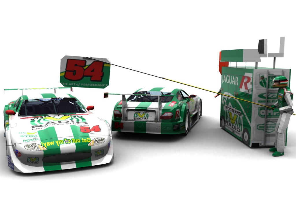 2007 Stannigel Vogtland Racing, #54, Reinhard Stannigel, Jaguar XKR, BF Goodrich, Vogtlandradio (Blick auf Heck sowie Front & Pitcrew)