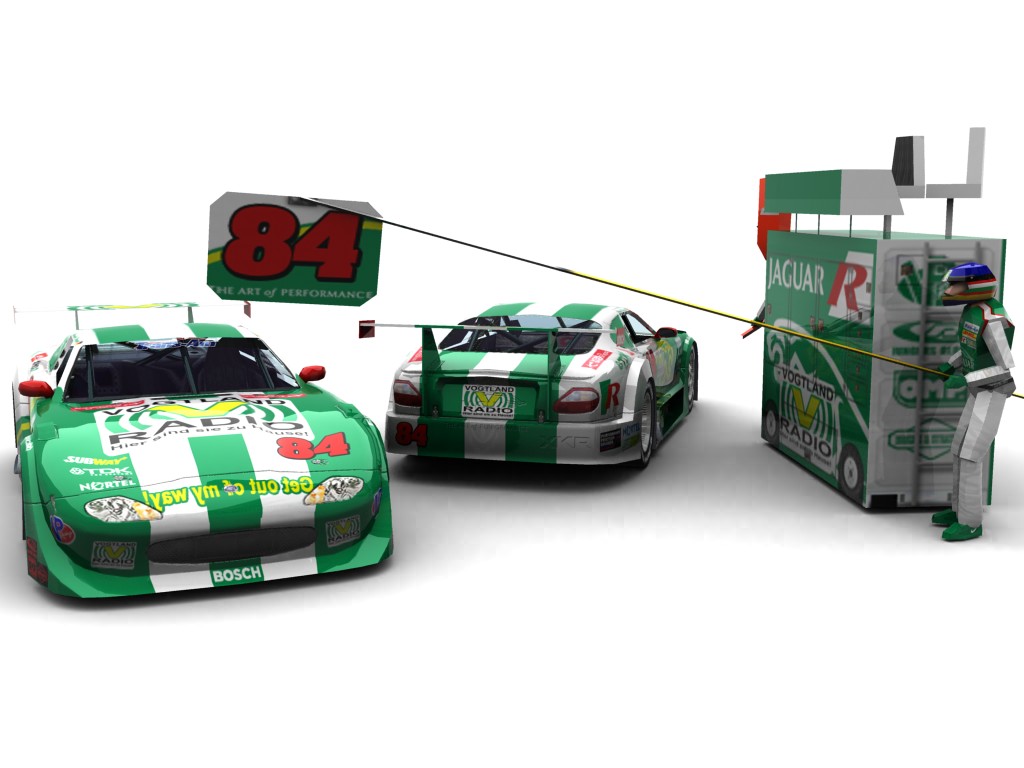 2007 Stannigel Vogtland Racing, #84, Alexander Stannigel, Jaguar XKR, BF Goodrich, Vogtlandradio (Blick auf Heck sowie Front & Pitcrew)