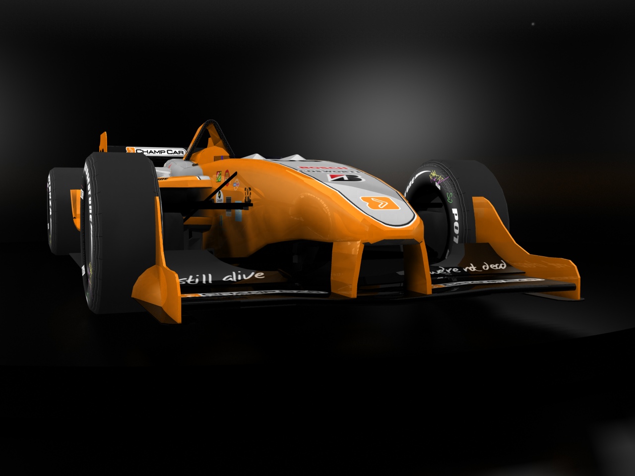 2008 Champ Car World Series, #08, &mdash;, Panoz Elan DP01, Cosworth XFE, Bridgestone Potenza, Champ Car (Blick von vorn, rechts, bodennah)