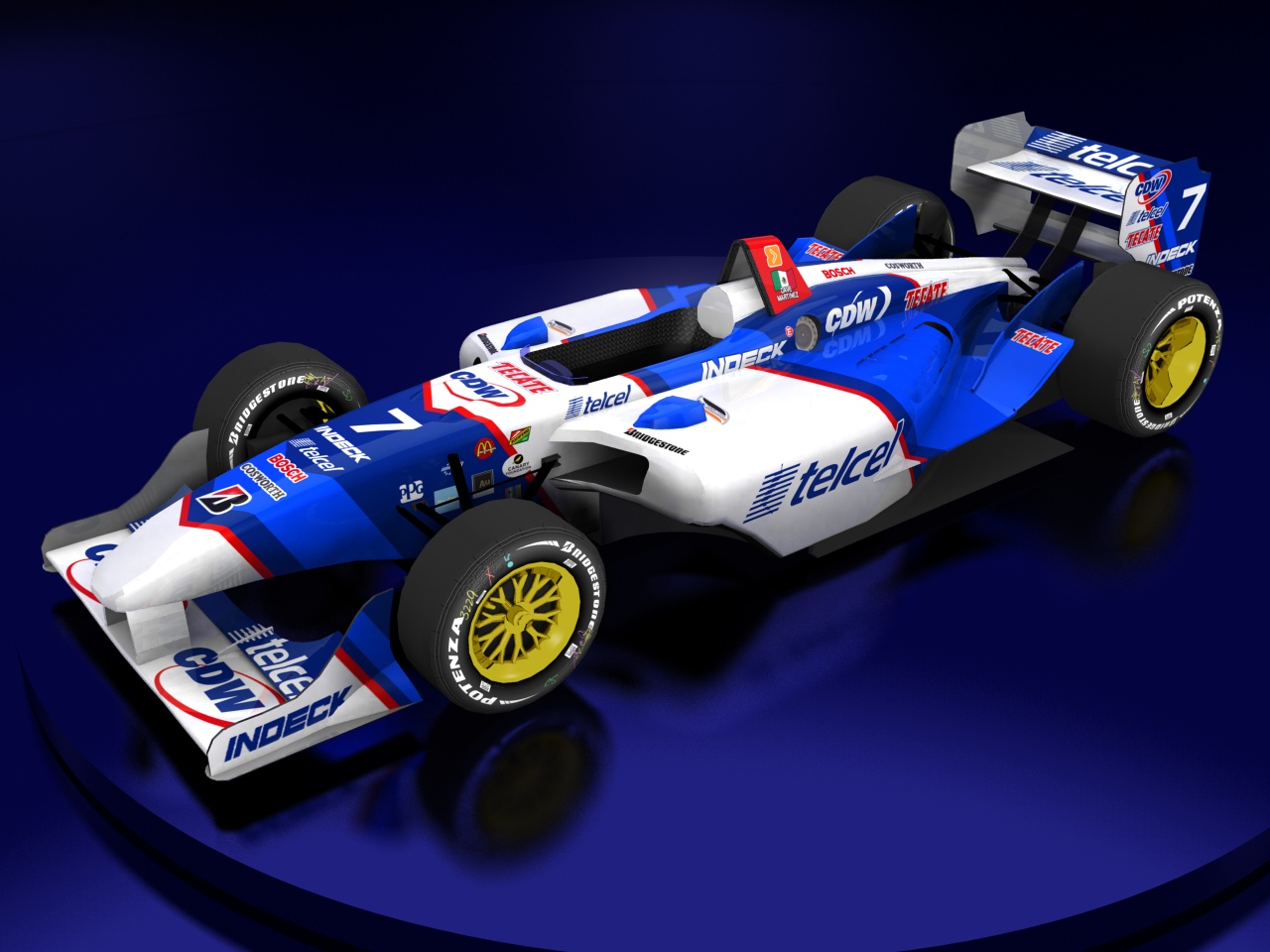 2008 Forsythe-Pettit Racing, #7, David Martinez, Panoz Elan DP01, Cosworth XFE, Bridgestone Potenza, Telcel (Blick von vorn, links, erhöht)