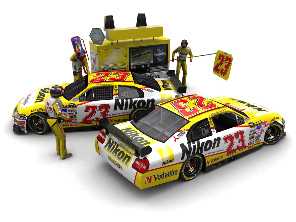 2009 Bill Davis Racing, #123, Patrick Carpentier, Mitsubishi Carisma, Goodyear Eagle, Nikon/Verbatim (Seitlicher Blick auf zwei Fahrzeuge & Pitcrew)