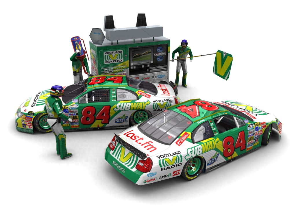 2009 Stannigel Vogtland Racing, #884, Alexander Stannigel, Mitsubishi Carisma, Goodyear Eagle, Vogtlandradio/Subway (Seitlicher Blick auf zwei Fahrzeuge & Pitcrew)