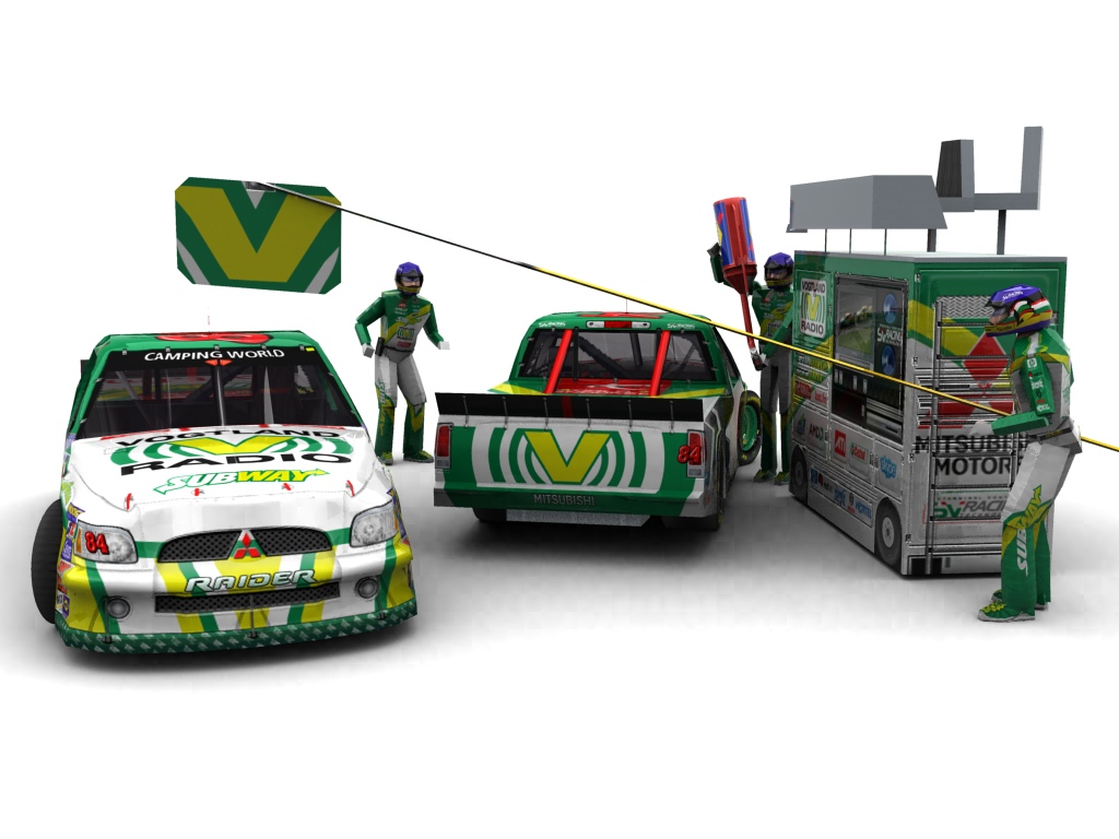 2009 Stannigel Vogtland Racing, #884, Alexander Stannigel, Mitsubishi Raider, Goodyear Eagle, Vogtlandradio/Subway (Blick auf Heck sowie Front & Pitcrew)