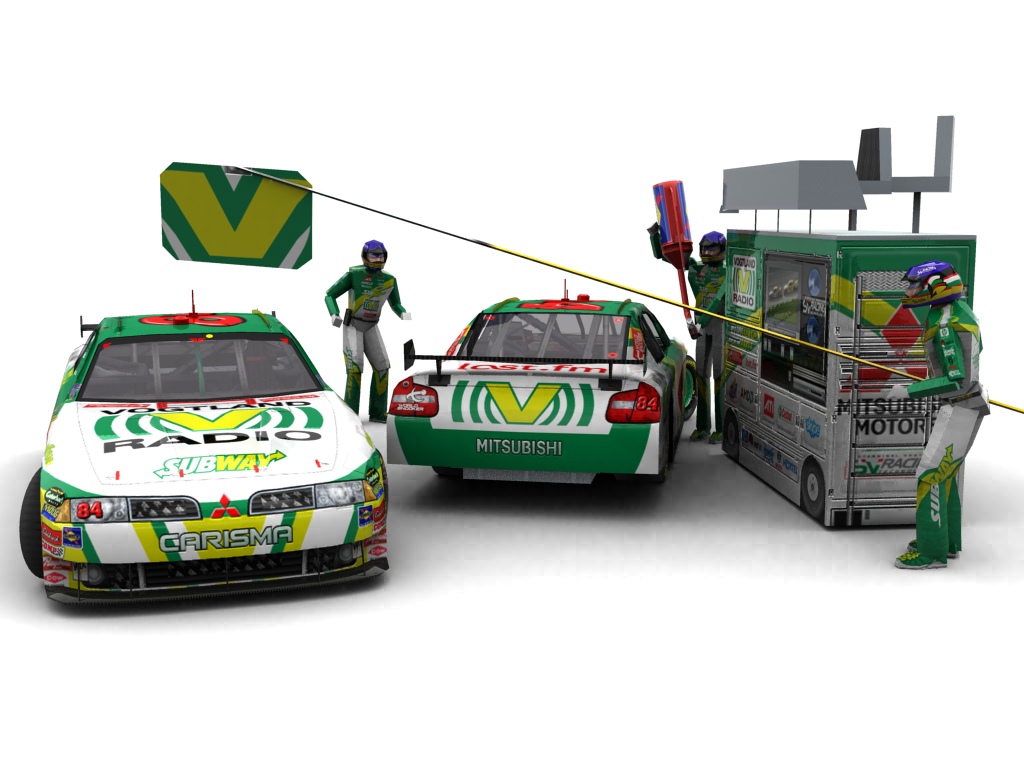 2009 Stannigel Vogtland Racing, #884, Alexander Stannigel, Mitsubishi Carisma, Goodyear Eagle, Vogtlandradio/Subway (Blick auf Heck sowie Front & Pitcrew)