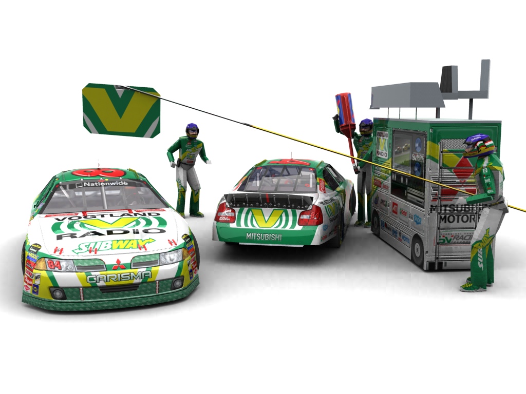 2009 Stannigel Vogtland Racing, #884, Alexander Stannigel, Mitsubishi Carisma, Goodyear Eagle, Vogtlandradio/Subway (Blick auf Heck sowie Front & Pitcrew)