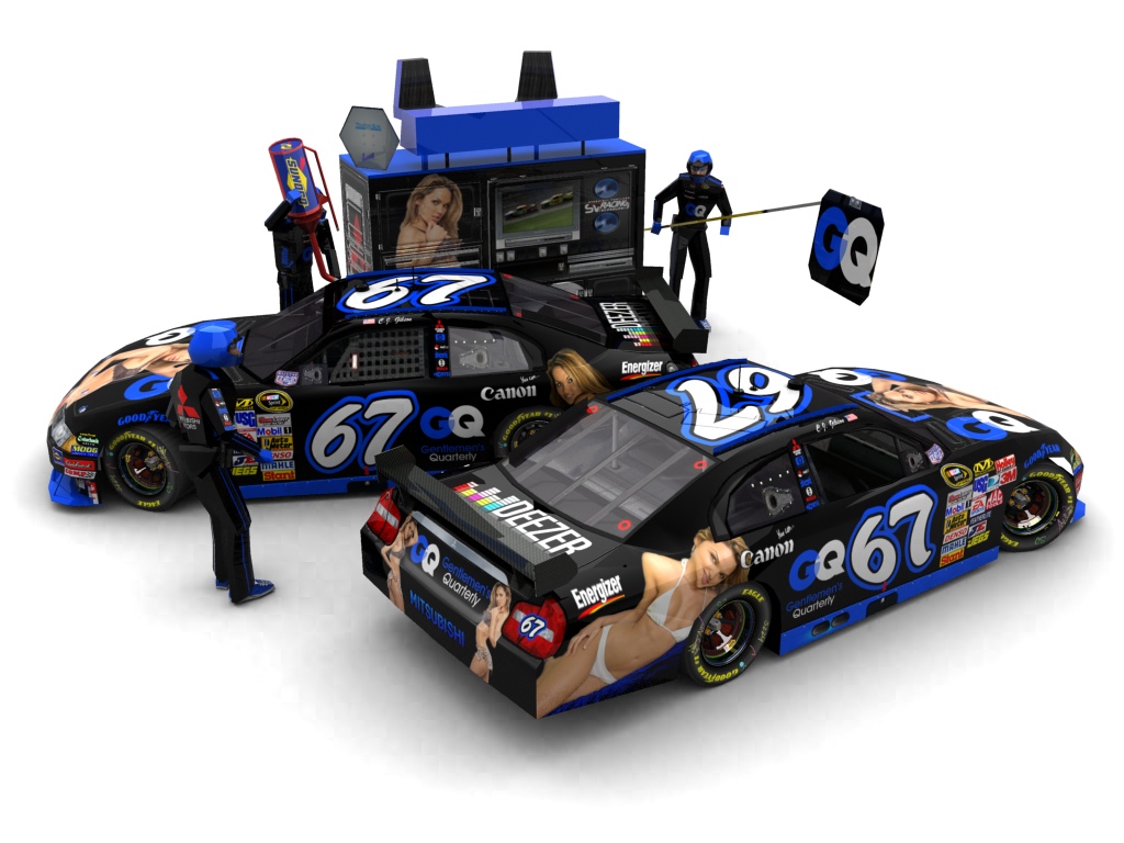 2010 Lady's Autosport, #167, C.J. Gibson, Mitsubishi Carisma, Goodyear Eagle, Gentlemen's Quarterly (Seitlicher Blick auf zwei Fahrzeuge & Pitcrew)