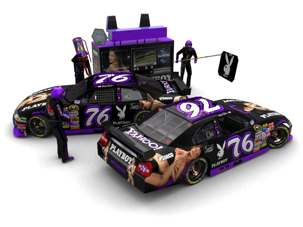 2010 Lady's Autosport, #176, Raquel Gibson, Mitsubishi Carisma, Goodyear Eagle, Playboy (Seitlicher Blick auf zwei Fahrzeuge & Pitcrew)