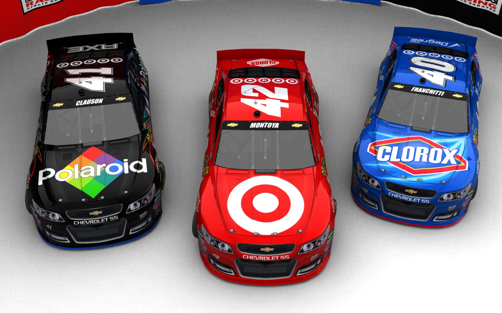 2013 Earnhardt Ganassi Racing, Drei Fahrzeuge (Blick von oben, vorn)