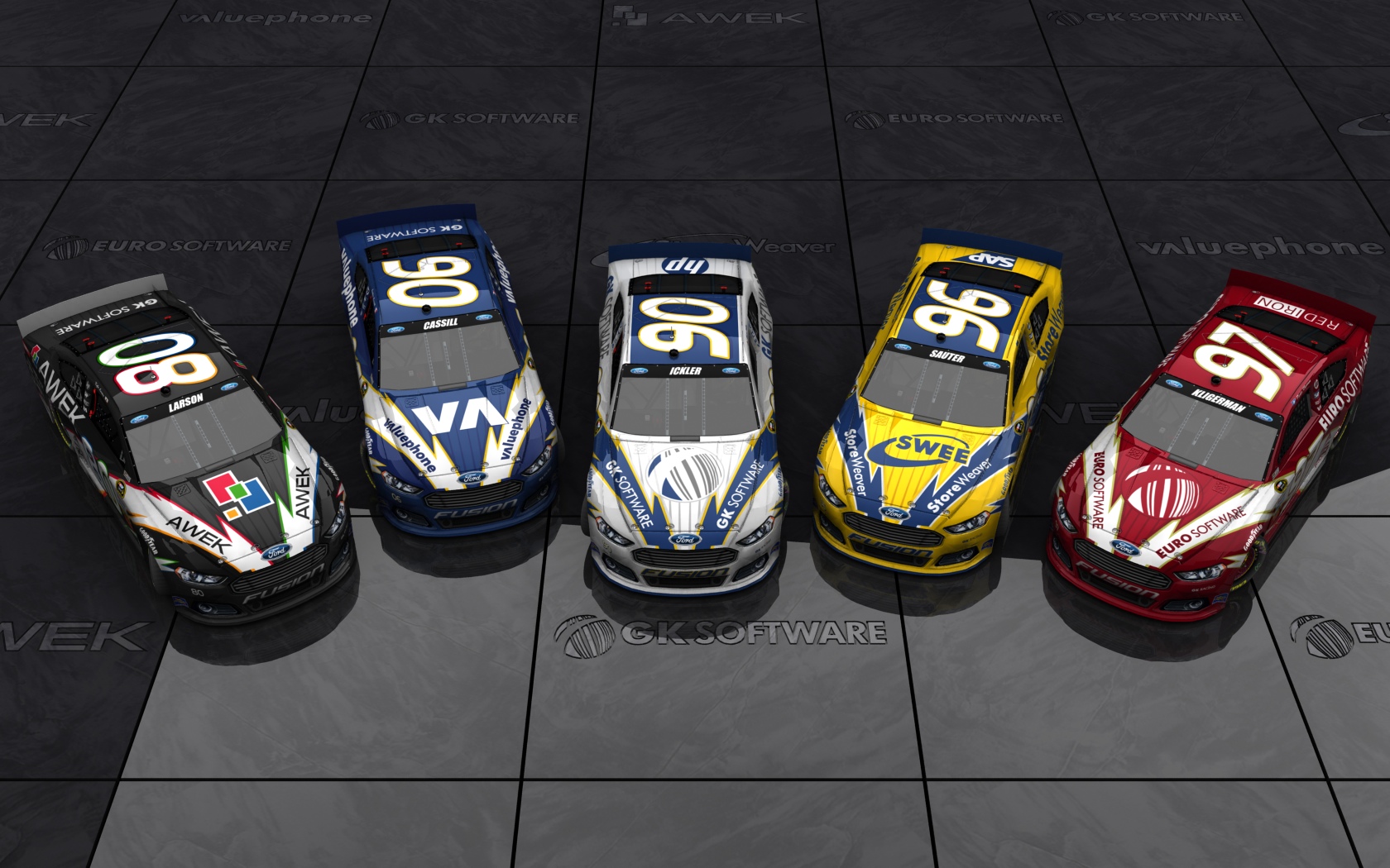 2013 GK Racing, Alle fünf Fahrzeuge (Blick erhöht von vorn)
