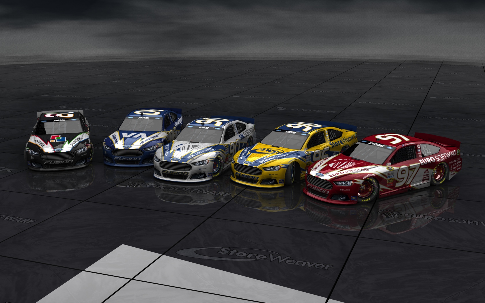 2013 GK Racing, Alle fünf Fahrzeuge (Blick seitlich versetzt von vorn)
