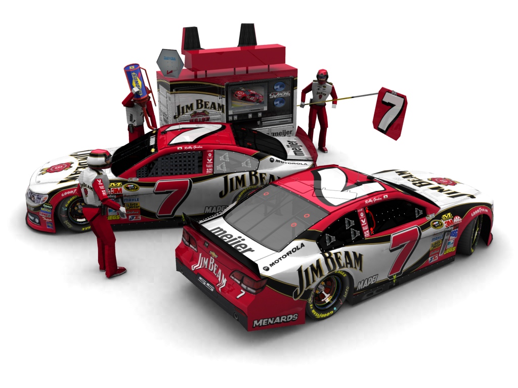 2013 Robby Gordon Motorsports, #7, Robby Gordon, Chevrolet SS, Goodyear Eagle, Jim Beam (Seitlicher Blick auf zwei Fahrzeuge & Pitcrew)