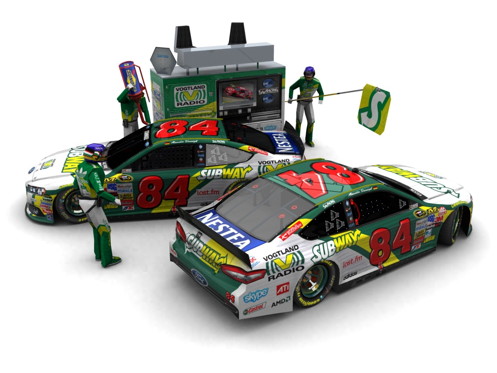 2013 Stannigel Vogtland Racing, #884, Alexander Stannigel, Ford Fusion II, Goodyear Eagle, Subway/Vogtlandradio (Seitlicher Blick auf zwei Fahrzeuge & Pitcrew)