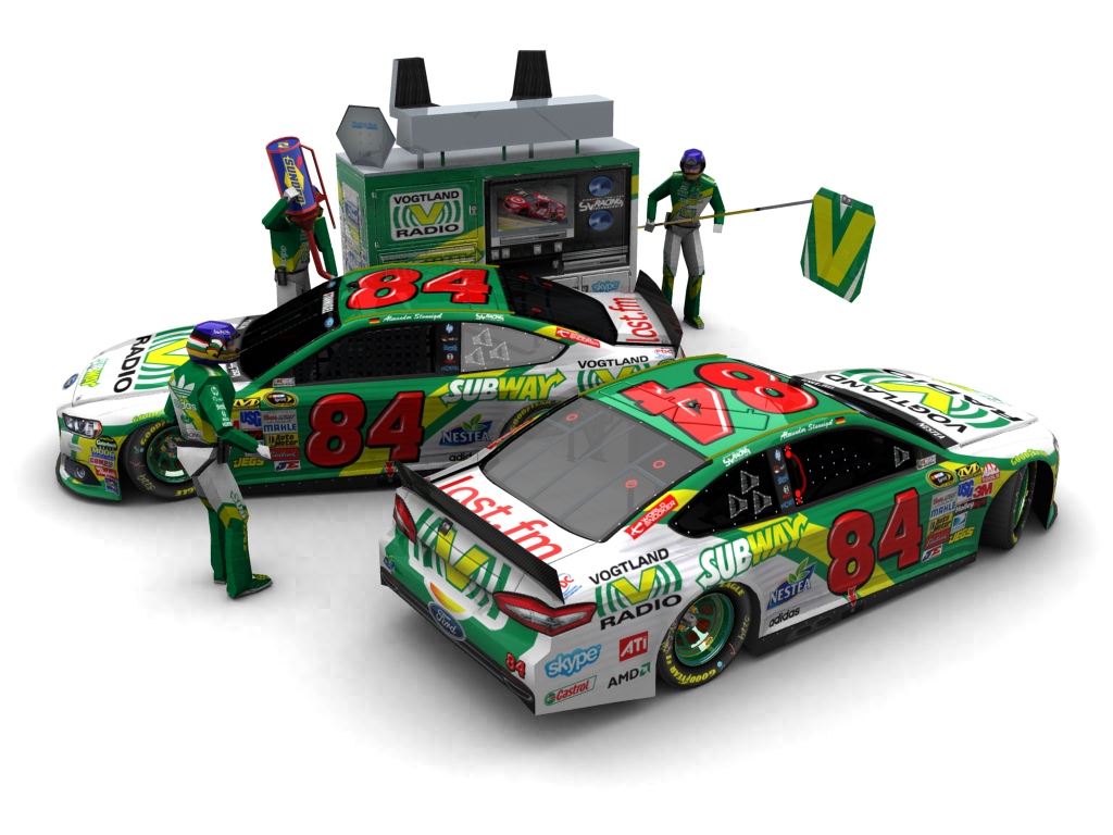 2013 Stannigel Vogtland Racing, #884, Alexander Stannigel, Ford Fusion II, Goodyear Eagle, Vogtlandradio/Subway (Seitlicher Blick auf zwei Fahrzeuge & Pitcrew)