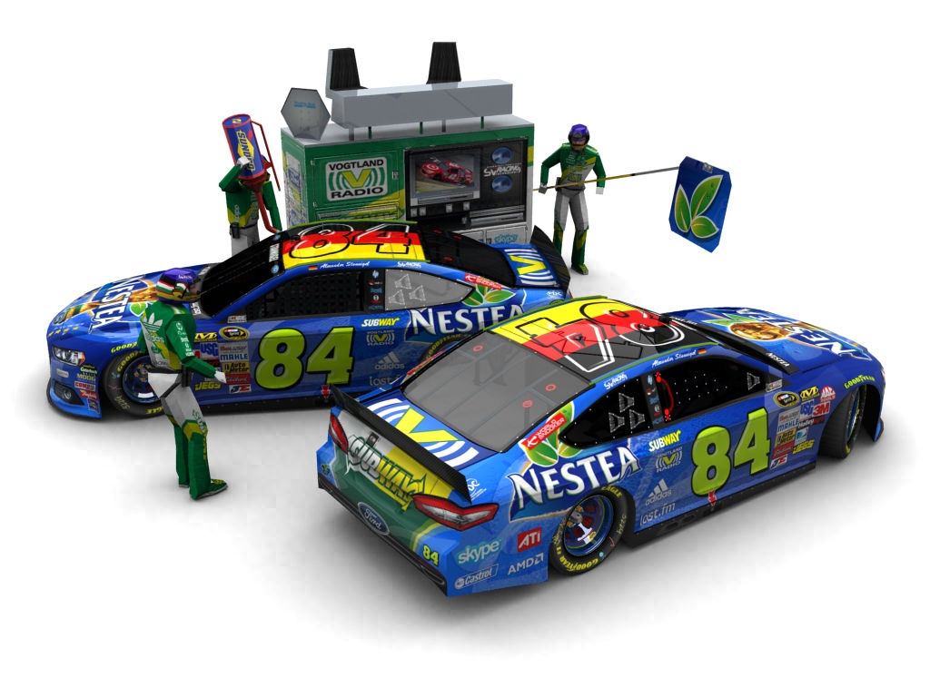 2014 Stannigel Vogtland Racing, #884, Alexander Stannigel, Ford Fusion II, Goodyear Eagle, Nestea Germany Football World Champions (Seitlicher Blick auf zwei Fahrzeuge & Pitcrew)