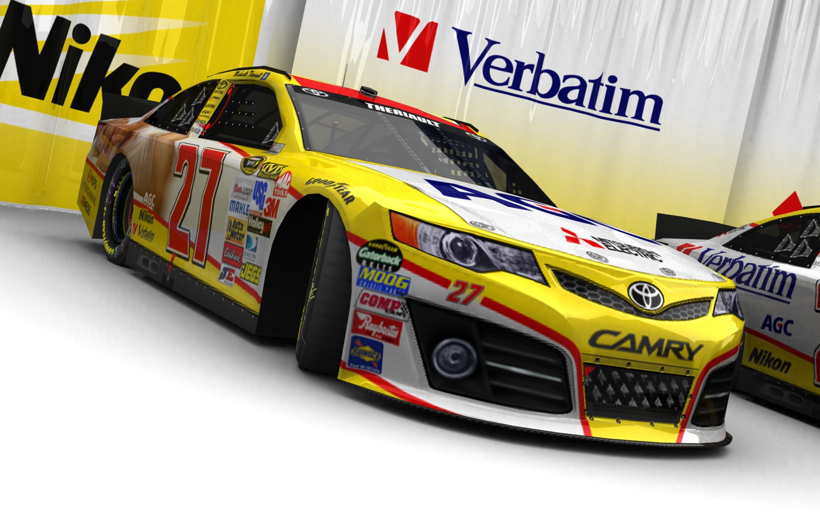 2025 Bill Davis Racing, #127, Michelle Theriault, Toyota Camry XV50, Goodyear Eagle, AGC (Asahi Glass Co.) (Blick von vorn, rechts, bodennah)