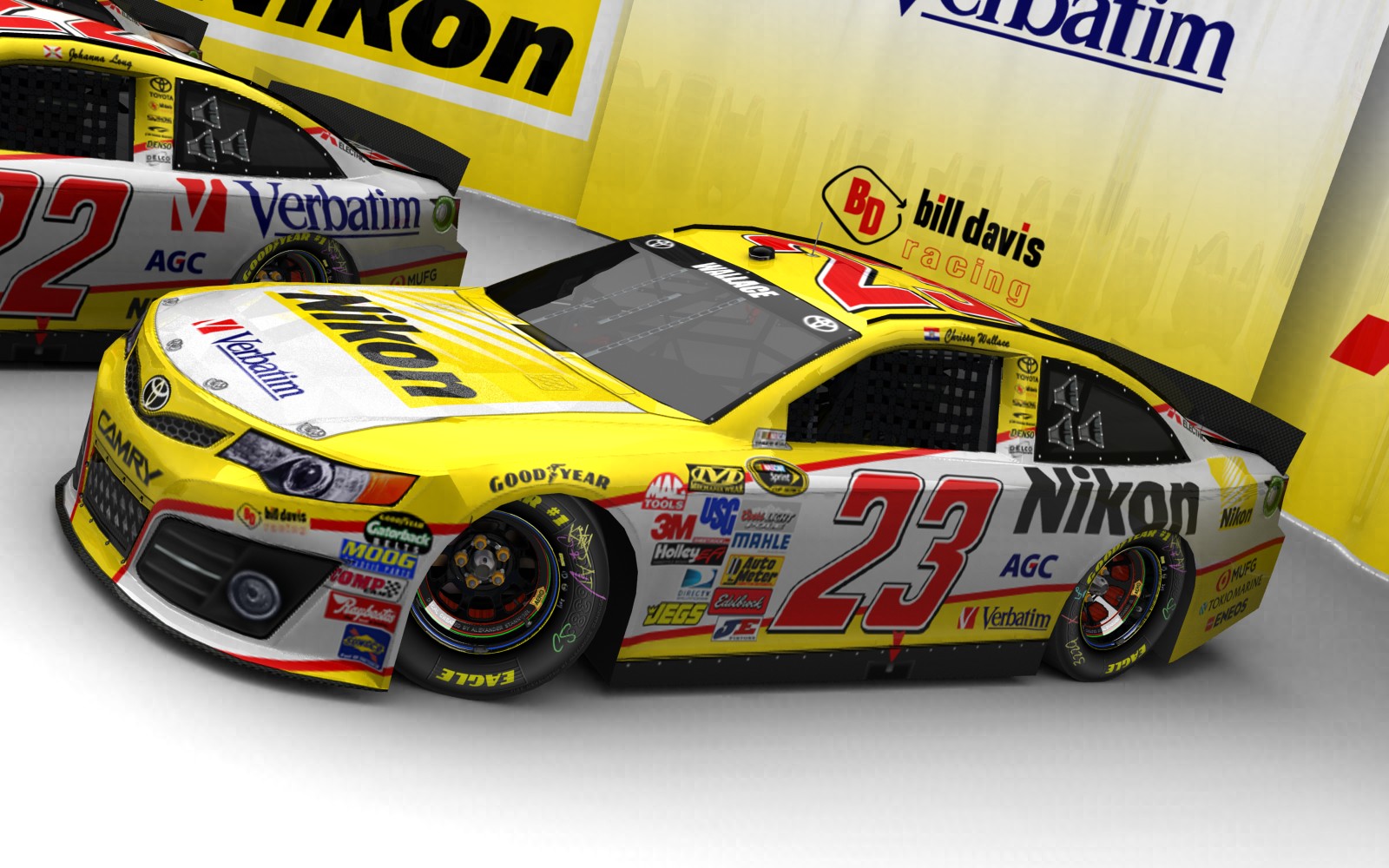 2025 Bill Davis Racing, #123, Chrissy Wallace, Toyota Camry XV50, Goodyear Eagle, Nikon (Blick von vorn, links, erhöht)