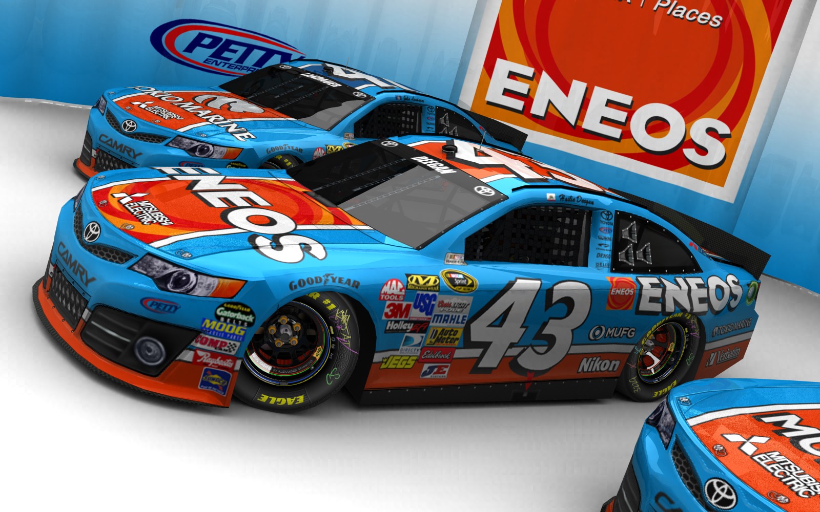 2025 Petty Enterprises, #243, Hailie Deegan, Toyota Camry XV50, Goodyear Eagle, Eneos (Blick von vorn, links, erhöht)