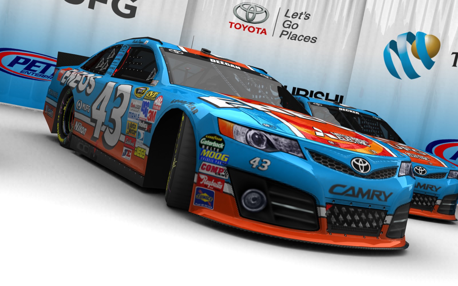 2025 Petty Enterprises, #243, Hailie Deegan, Toyota Camry XV50, Goodyear Eagle, Eneos (Blick von vorn, rechts, bodennah)
