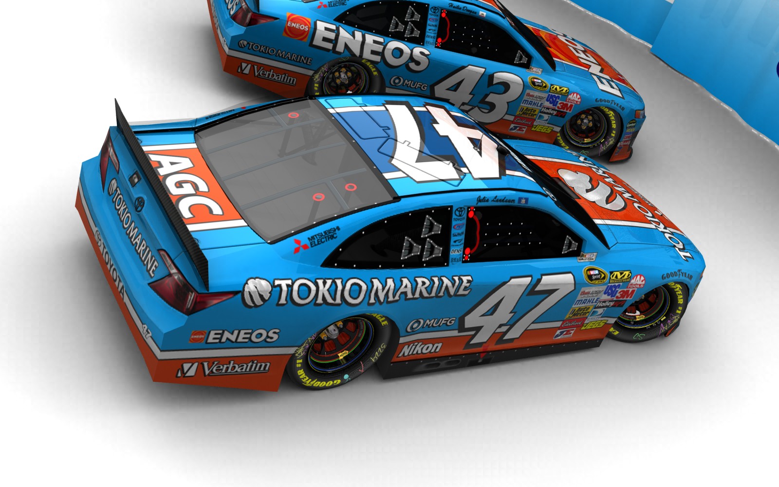 2025 Petty Enterprises, #247, Julia Landauer, Toyota Camry XV50, Goodyear Eagle, Tokio Marine (Blick von hinten, rechts, erhöht)