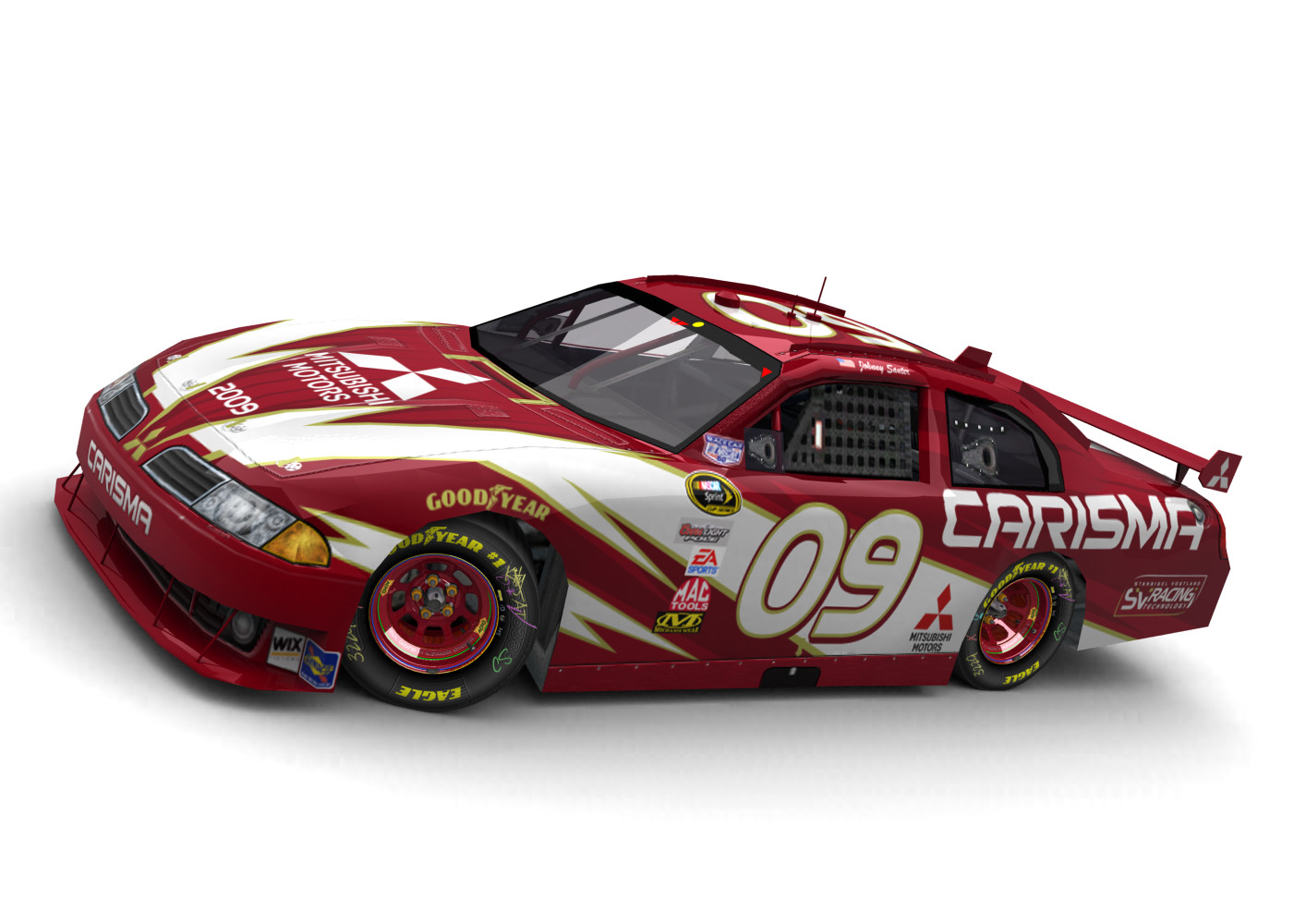 Three Diamonds Racing, Mitsubishi Carisma II 2009, Simodified COT, NASCAR Sprint Cup Series (Blick von vorn, links, erhöht)