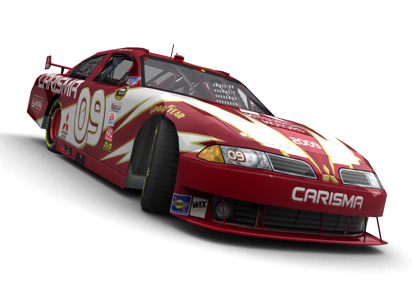 Three Diamonds Racing, Mitsubishi Carisma II 2009, Simodified COT, NASCAR Sprint Cup Series (Blick von vorn, rechts, bodennah)