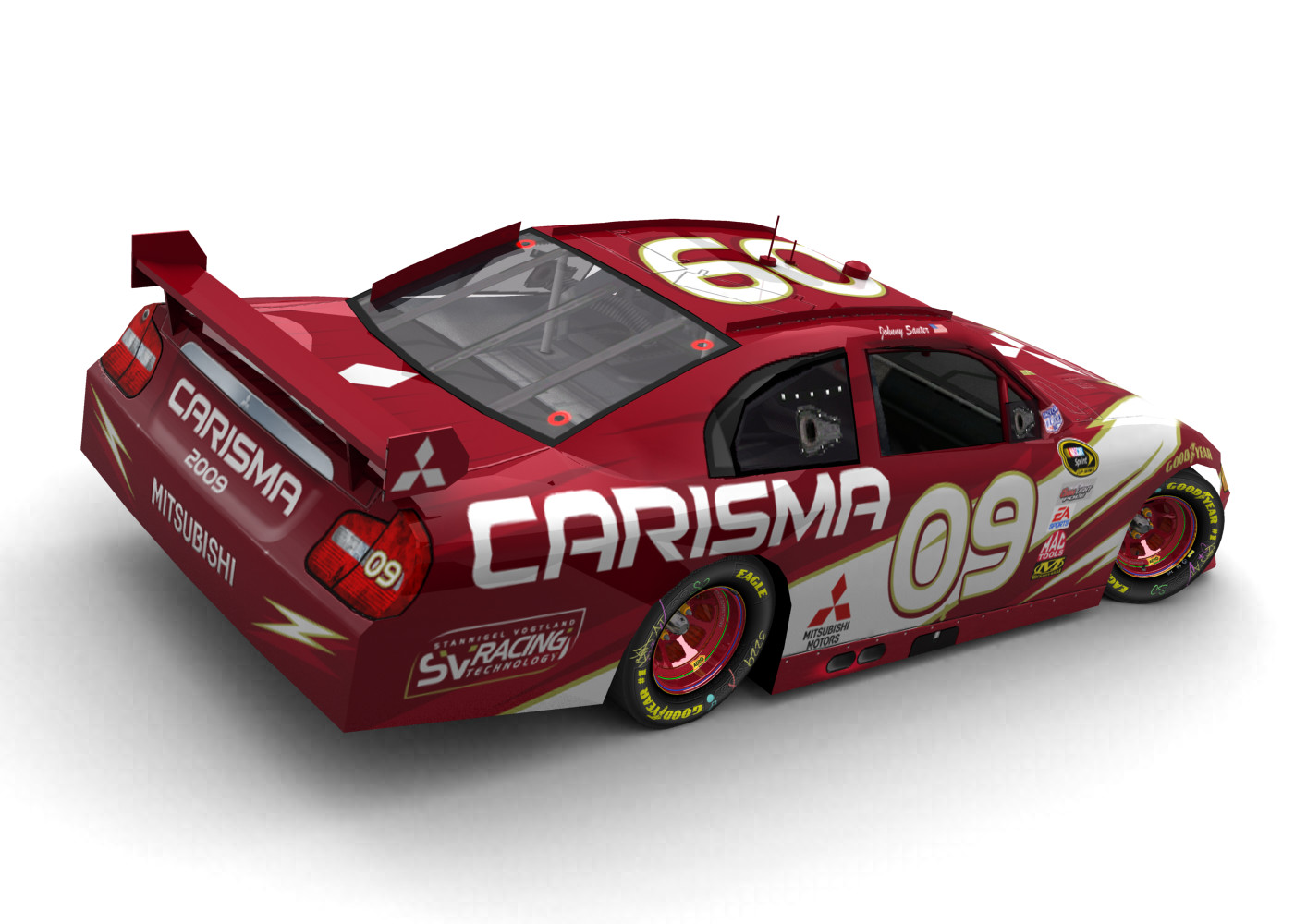 Three Diamonds Racing, Mitsubishi Carisma II 2009, Simodified COT, NASCAR Sprint Cup Series (Blick von hinten, rechts, erhöht)