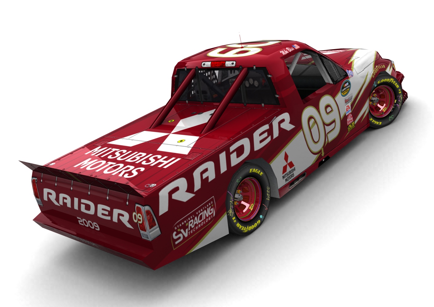 Three Diamonds Racing, Mitsubishi Raider 2009, Project Wildfire Truck Series, NASCAR Camping World Truck Series (Blick von hinten, rechts, erhöht)