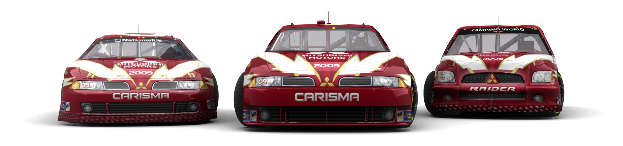Three Diamonds Racing, Mitsubishi's Foray Into NASCAR, Carisma (Cup), Carisma (National) & Raider (Truck) (2⁄6)