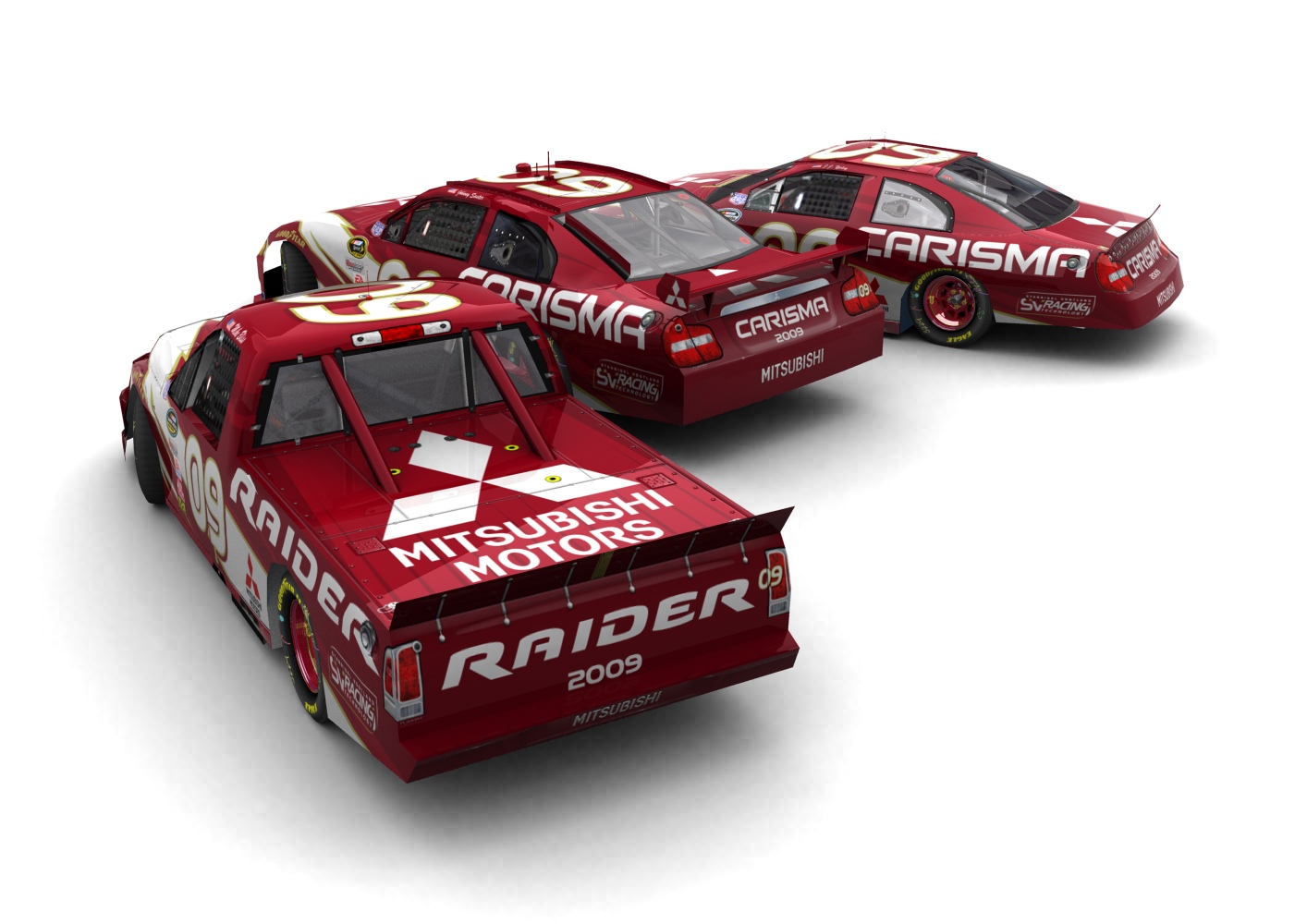 Three Diamonds Racing, Mitsubishi's Foray Into NASCAR, Carisma (Cup), Carisma (National) & Raider (Truck) (3⁄6)