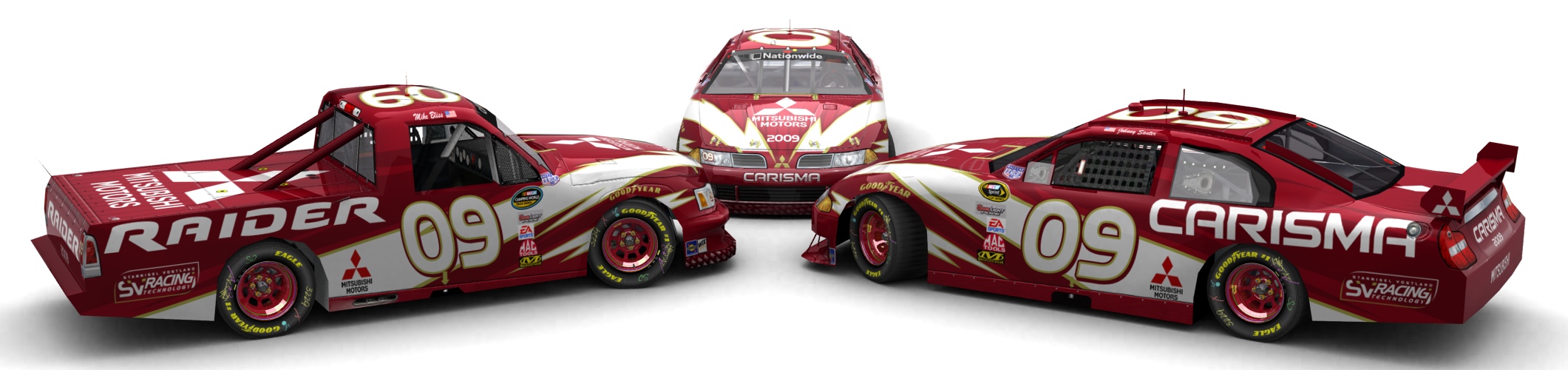 Three Diamonds Racing, Mitsubishi's Foray Into NASCAR, Carisma (Cup), Carisma (National) & Raider (Truck) (4⁄6)
