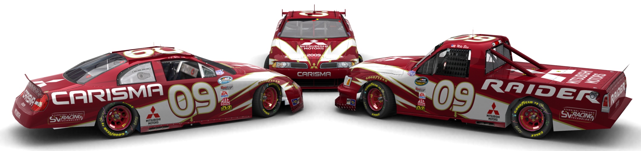 Three Diamonds Racing, Mitsubishi's Foray Into NASCAR, Carisma (Cup), Carisma (National) & Raider (Truck) (6⁄6)